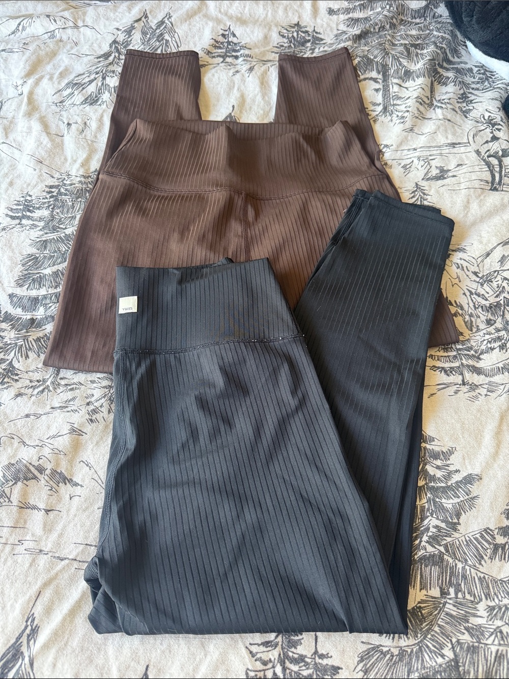 Vuori Ribbed Leggings, Bundle of 2 brown and black M